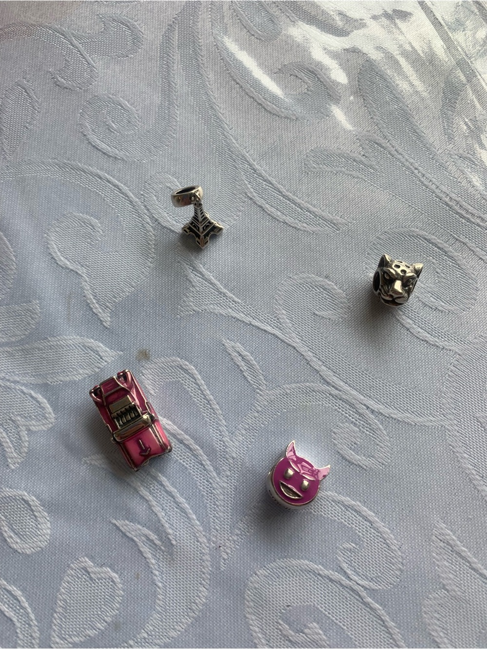 Silver and Pink Enamel Charm Set – Women Accessories